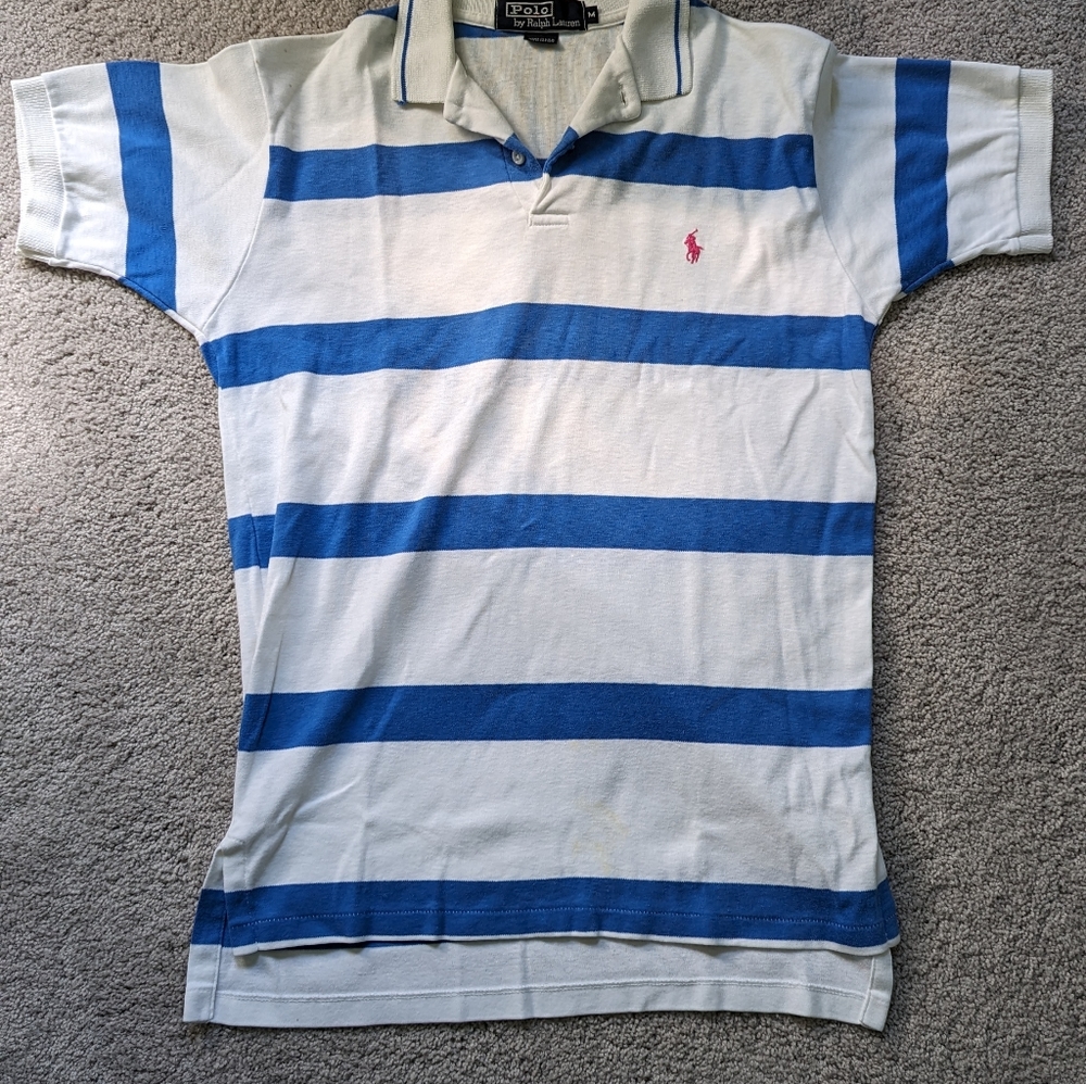 GUC Polo By Ralph Lauren Short Sleeve Polo, Blue & White, M